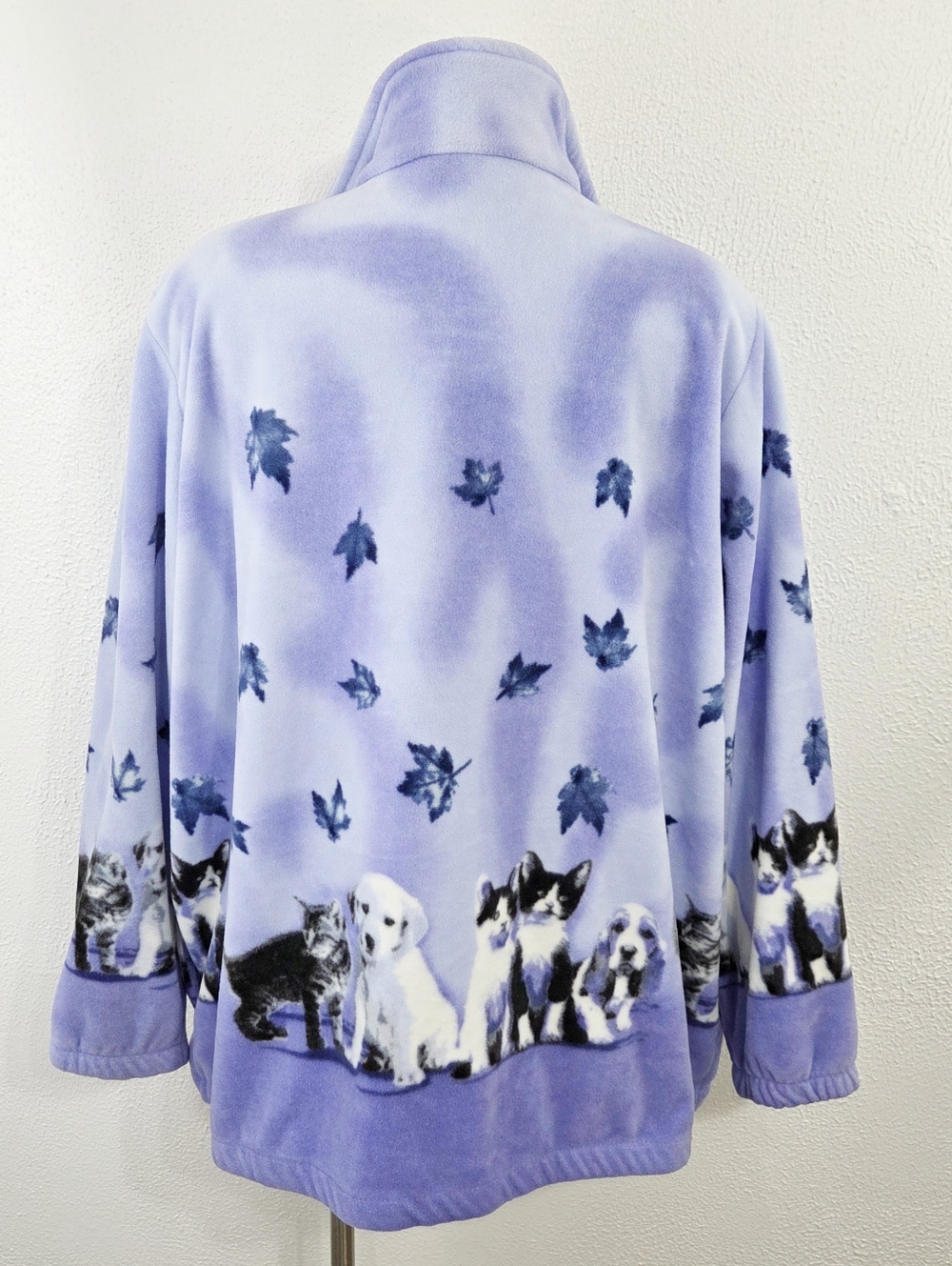 Vintage Blair puppies kitties fleece jacket blue purple cats dogs womens plus 2X - Picture 2 of 4
